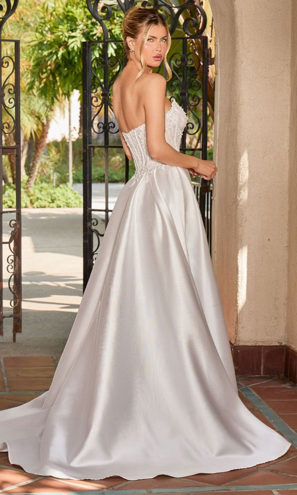 Ladivine CC511W - Strapless Beaded Lace Wedding Dress