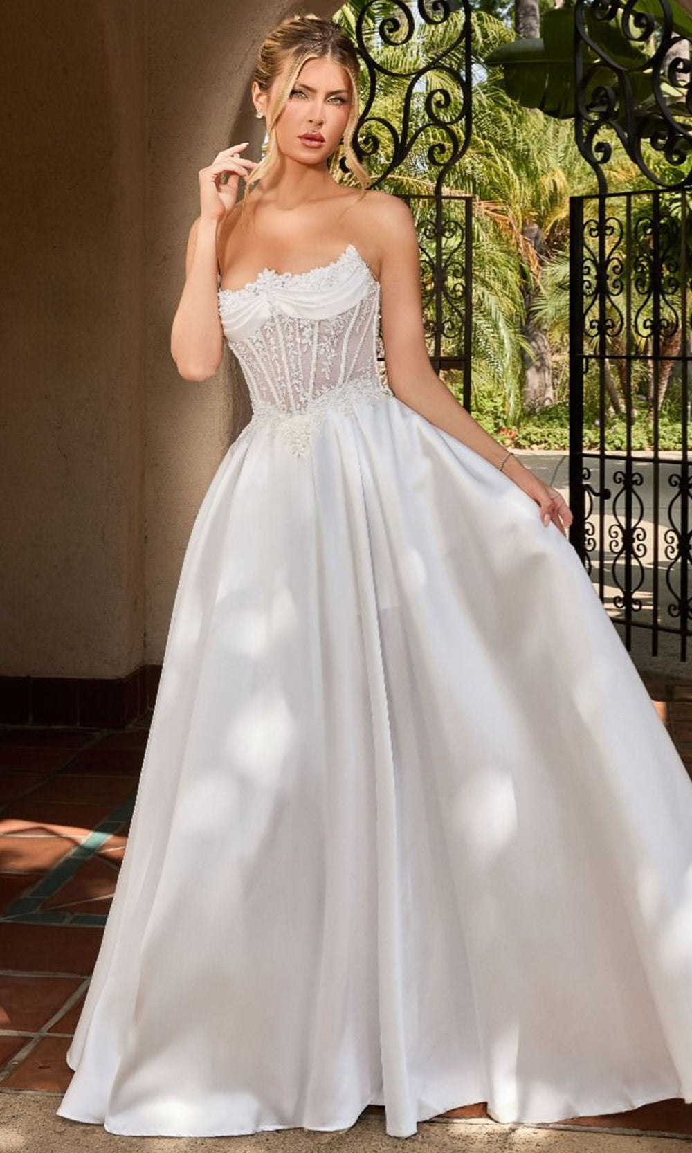 Ladivine CC511W - Strapless Beaded Lace Wedding Dress