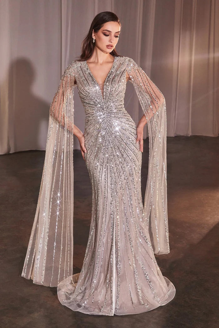 Ladivine CD0239 - Fully Beaded Sheath Prom Dress