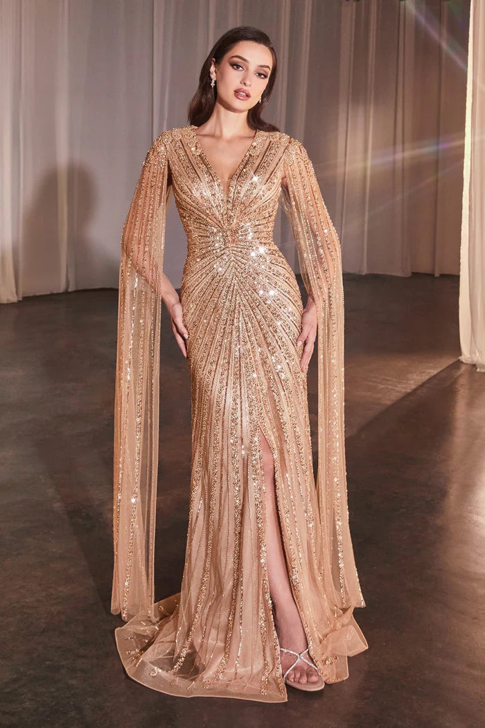 Ladivine CD0239 - Fully Beaded Sheath Prom Dress