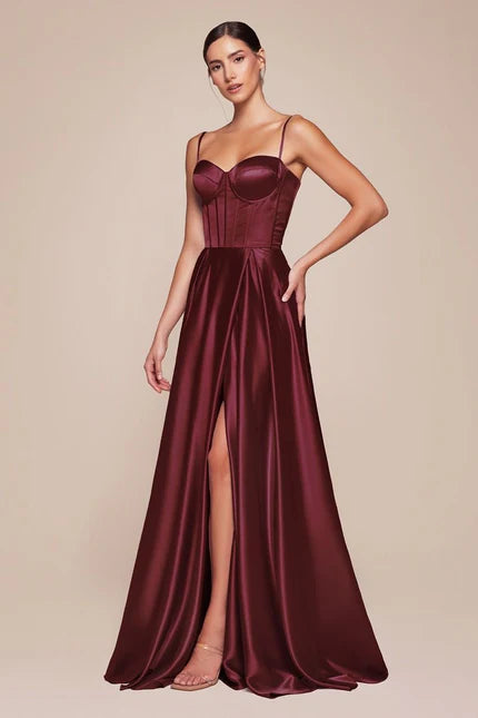Ladivine CD337 - Pleated A-Line Prom Gown