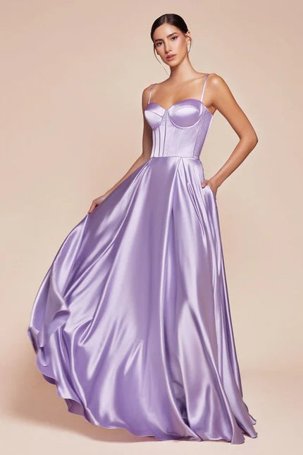 Ladivine CD337 - Pleated A-Line Prom Gown