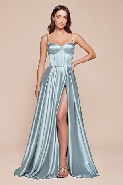 Ladivine CD337 - Pleated A-Line Prom Gown