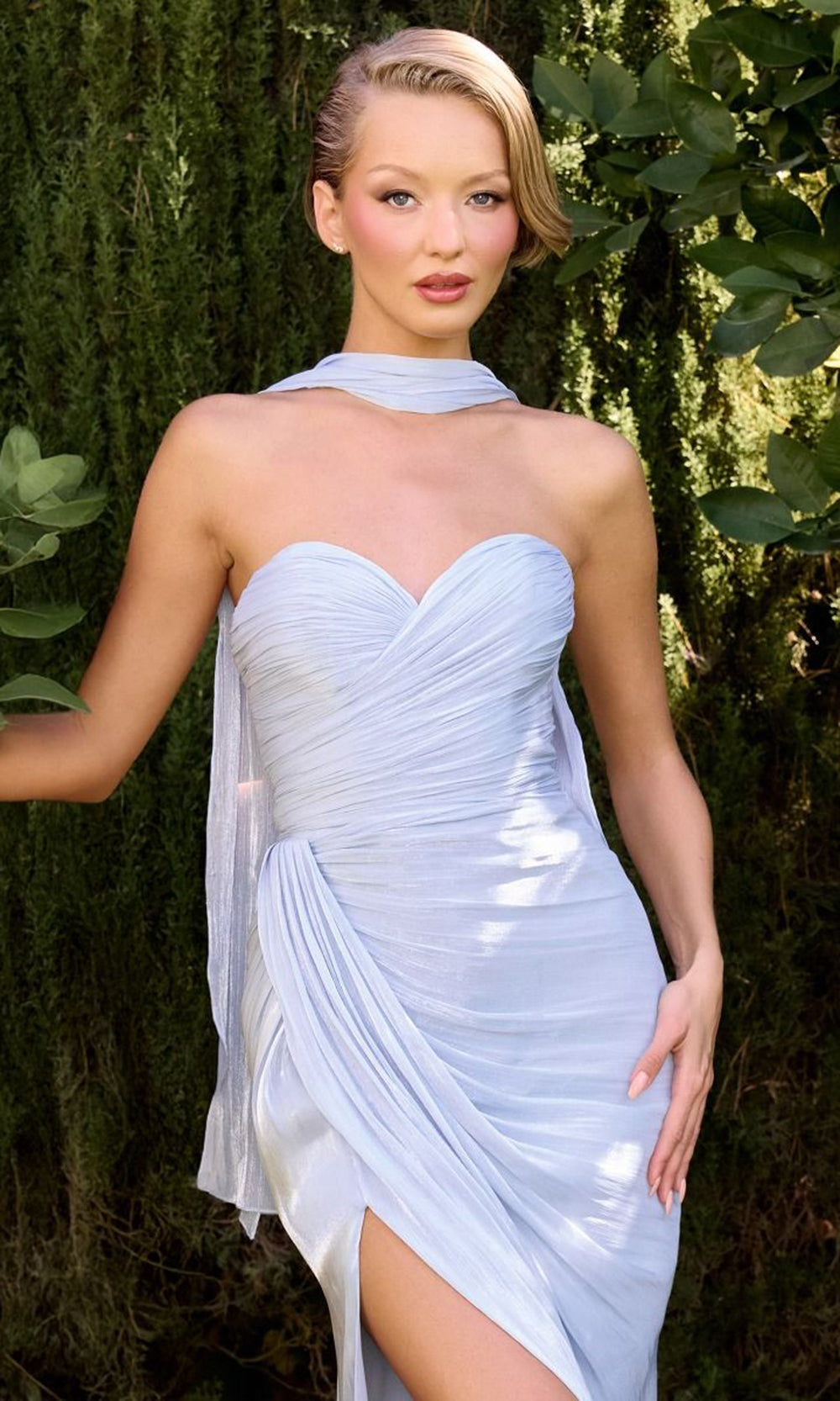 Ladivine CD411 - Lace-Up Back Strapless Fitted Gown Prom Dresses in Blue