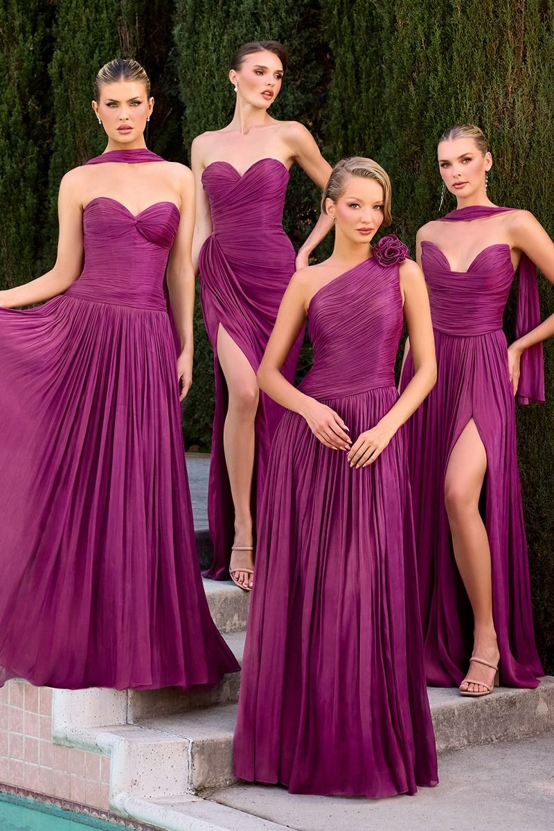 CD410 A-Line Gown with Draped Scarf