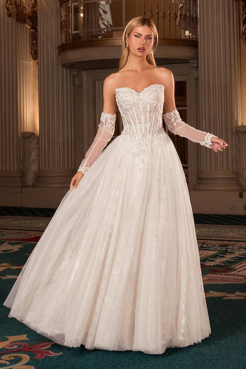 Ladivine CD717W - Embroidered Lace Sweetheart Bridal Gown