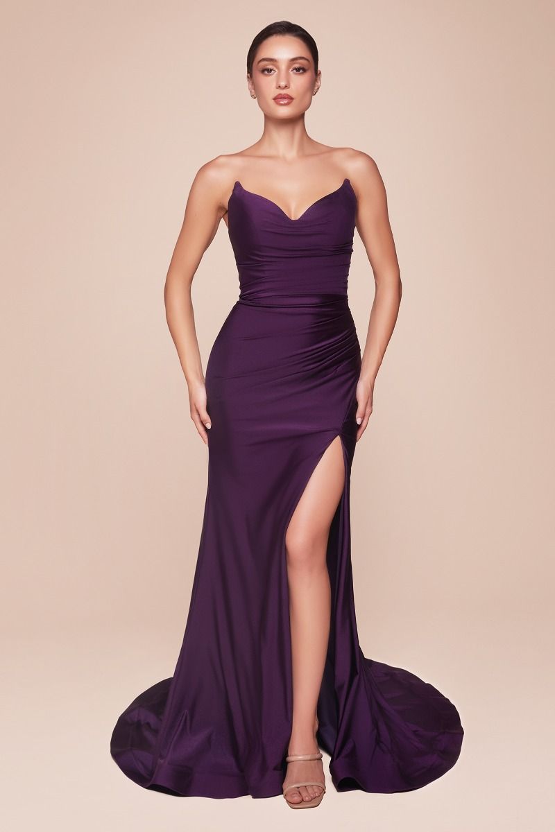 Cinderella Divine CD791 - Strapless Satin Prom Dress