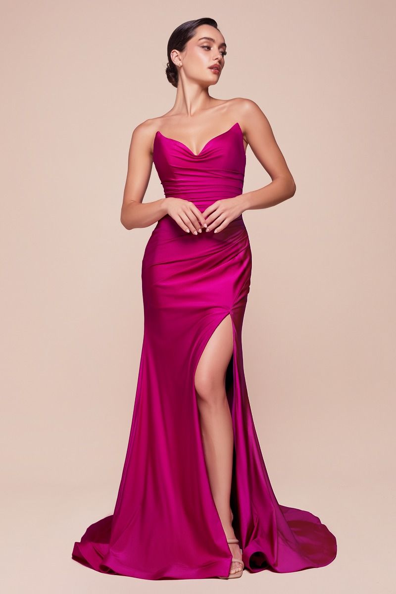 Cinderella Divine CD791 - Strapless Satin Prom Dress