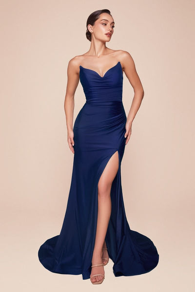 Cinderella Divine CD791 - Strapless Satin Prom Dress