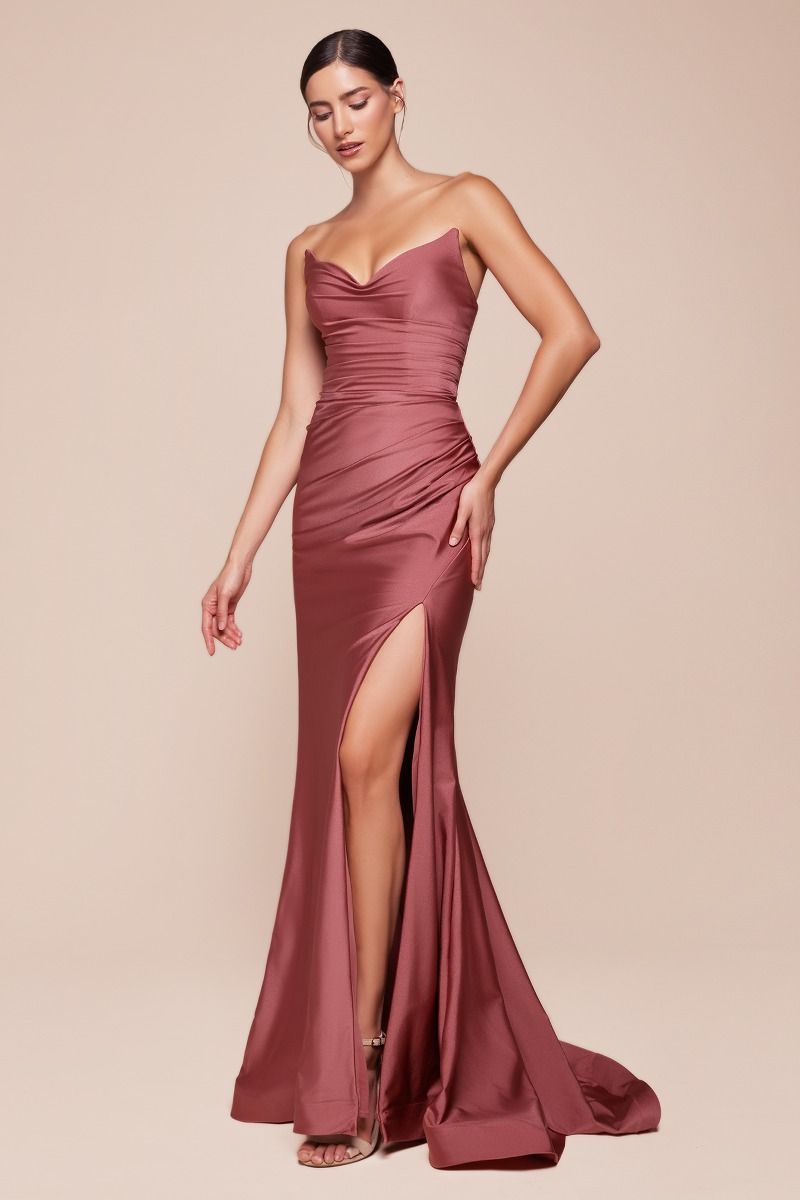 Cinderella Divine CD791 - Strapless Satin Prom Dress