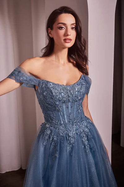 Ladivine CD799 - Off Shoulder Scoop Neck Prom Dress
