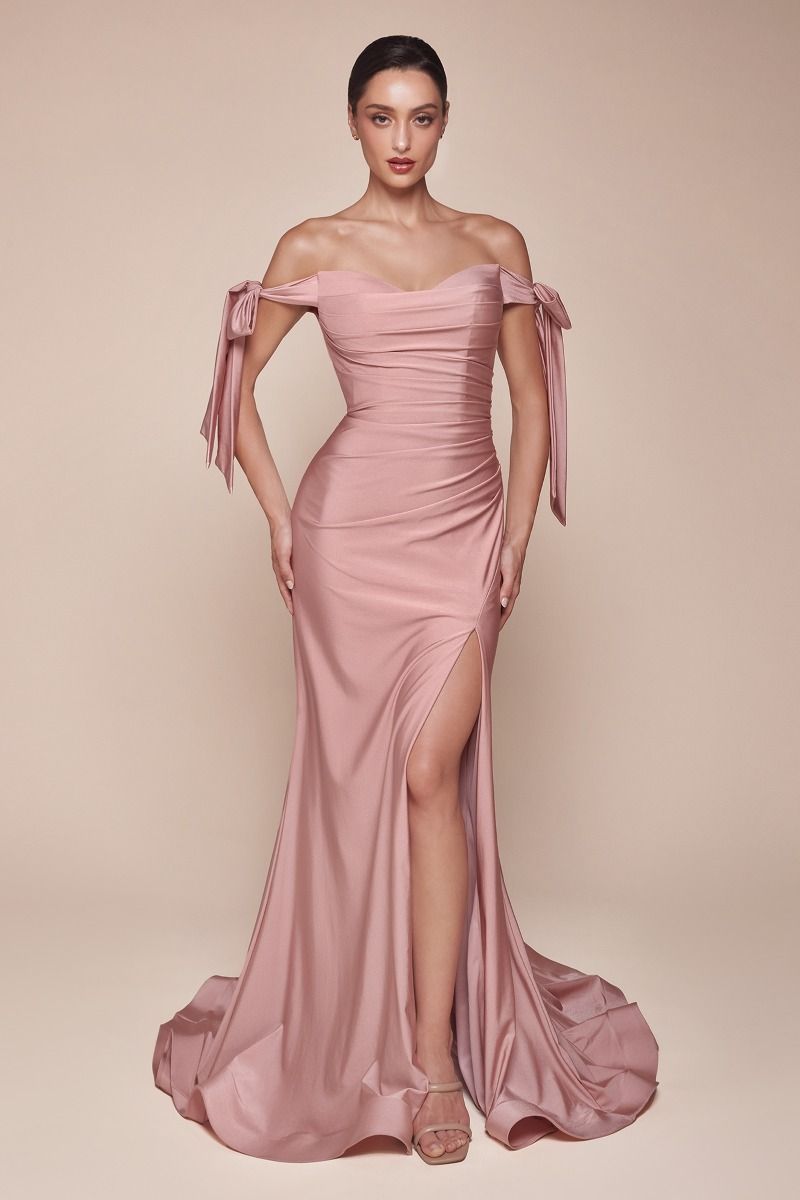 Ladivine CD943 - High Slit  Bridesmaid Dress