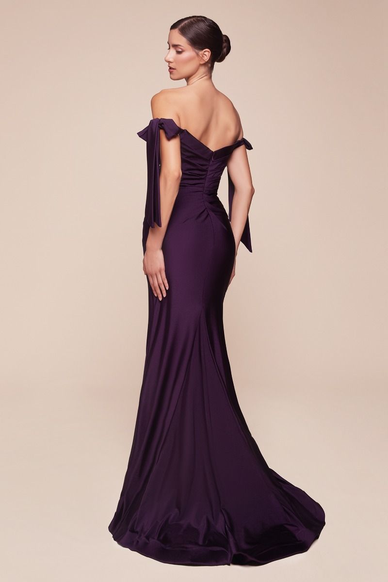 Ladivine CD943C- High Slit Jersey Gown