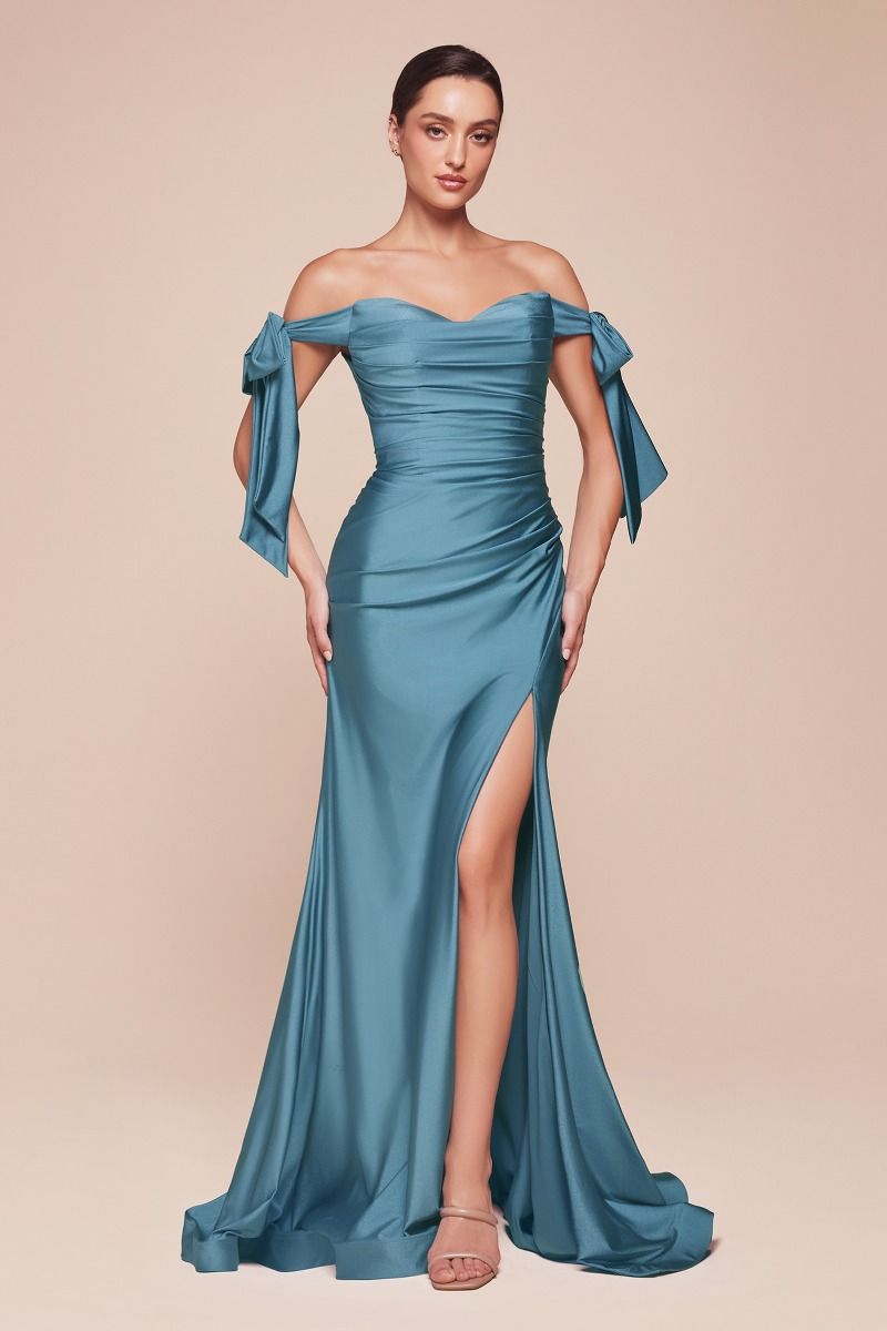 Ladivine CD943C- High Slit Jersey Gown