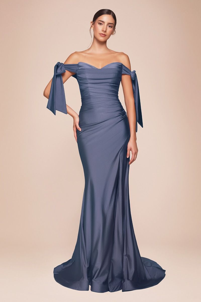 Ladivine CD943C- High Slit Jersey Gown