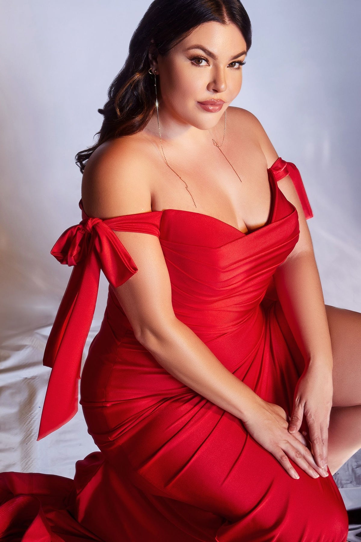Ladivine CD943C- High Slit Jersey Gown