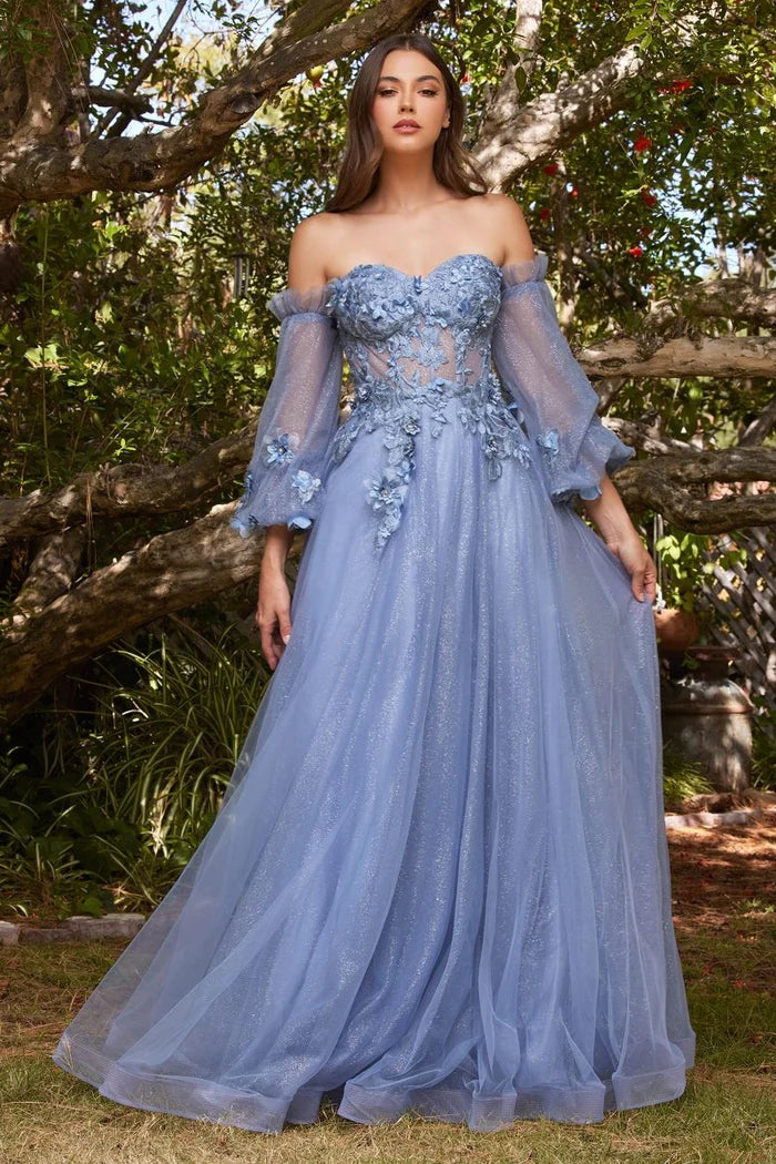 Ladivine CD962 - Strapless Floral Evening Gown