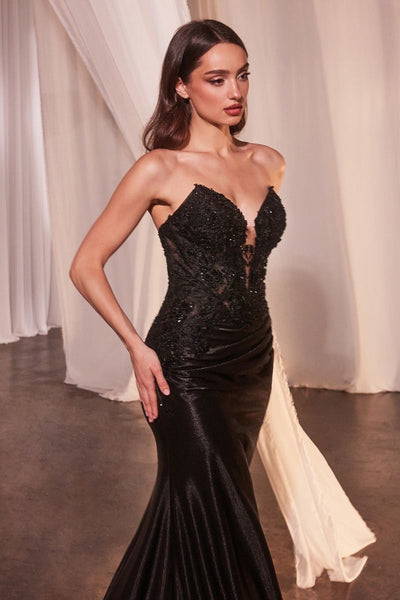 Ladivine CDS465 - Strapless Embroidered Gown