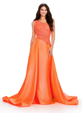 Ashley Lauren 11456 - Beaded Patter Overskirt Prom Dress