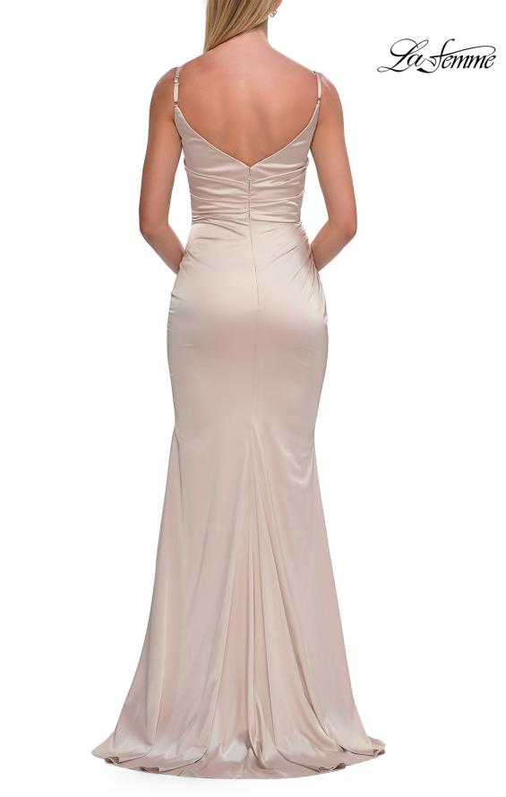 La Femme 33421 - Satin Ruched Long Prom Gown