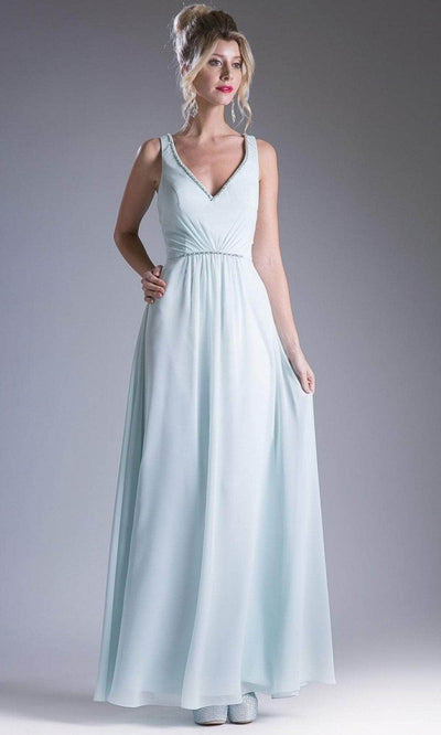 Cinderella Divine 1012 - V Neck Beaded Chiffon Dress Special Occasion Dress XS / Mint