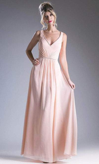 Cinderella Divine 1012 - V Neck Beaded Chiffon Dress Special Occasion Dress XS / Pink