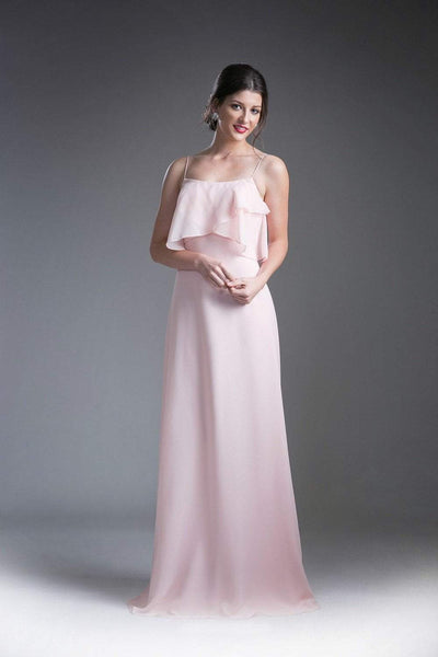 Cinderella Divine - 13010 Flounce Bodice Chiffon A-Line Dress Special Occasion Dress 4 / Blush