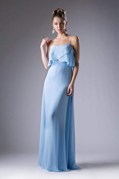 Cinderella Divine - 13010 Flounce Bodice Chiffon A-Line Dress Special Occasion Dress 4 / Perry Blue