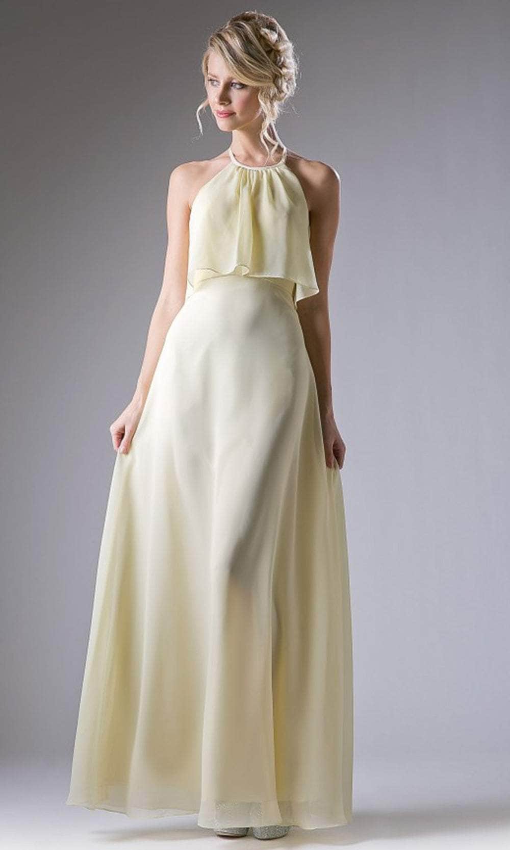 Cinderella Divine 13031 - Halter Thin Strap A-line Dress Special Occasion Dress 4 / Yellow