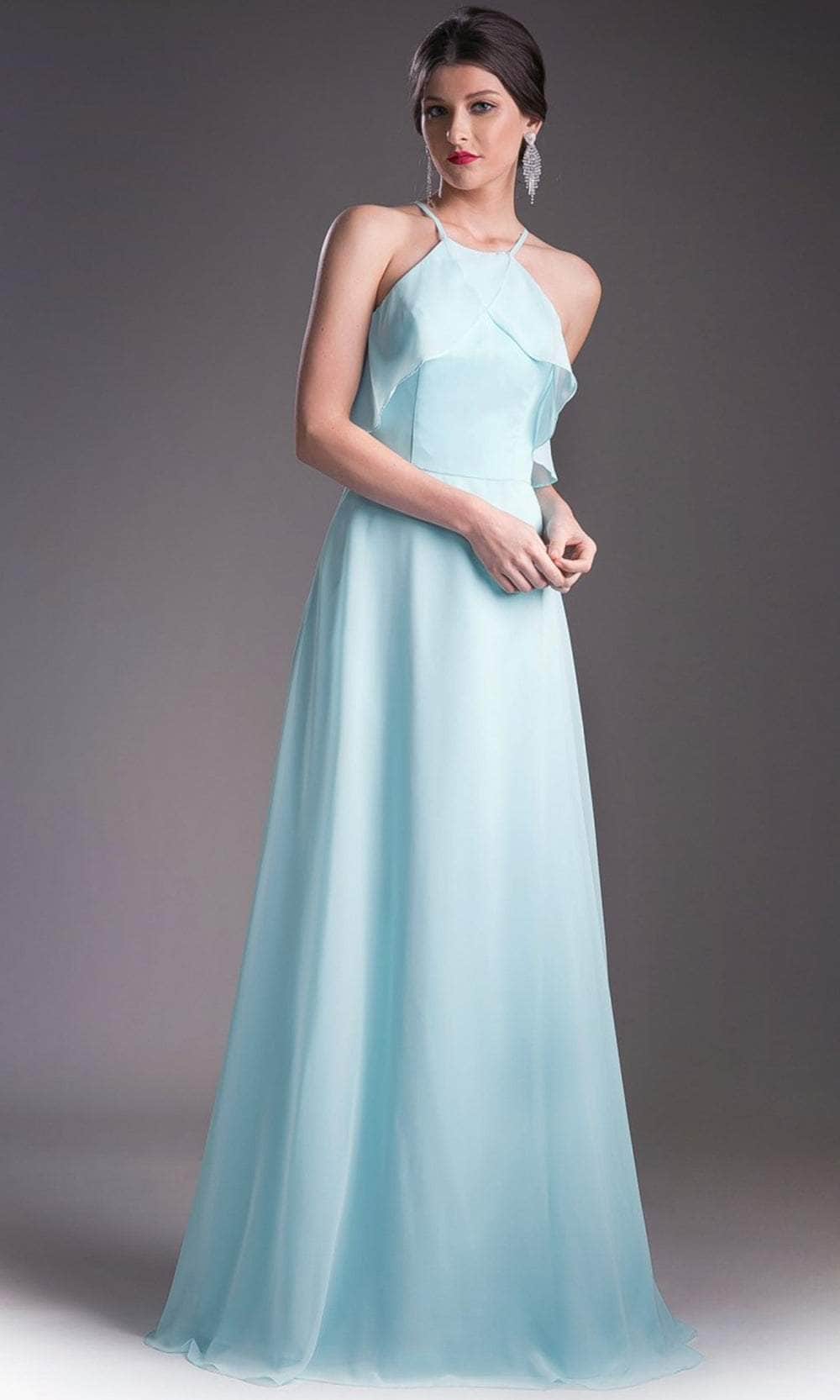 Cinderella Divine 13032 - Simple Thin Strapped Halter Dress Special Occasion Dress 4 / Mint