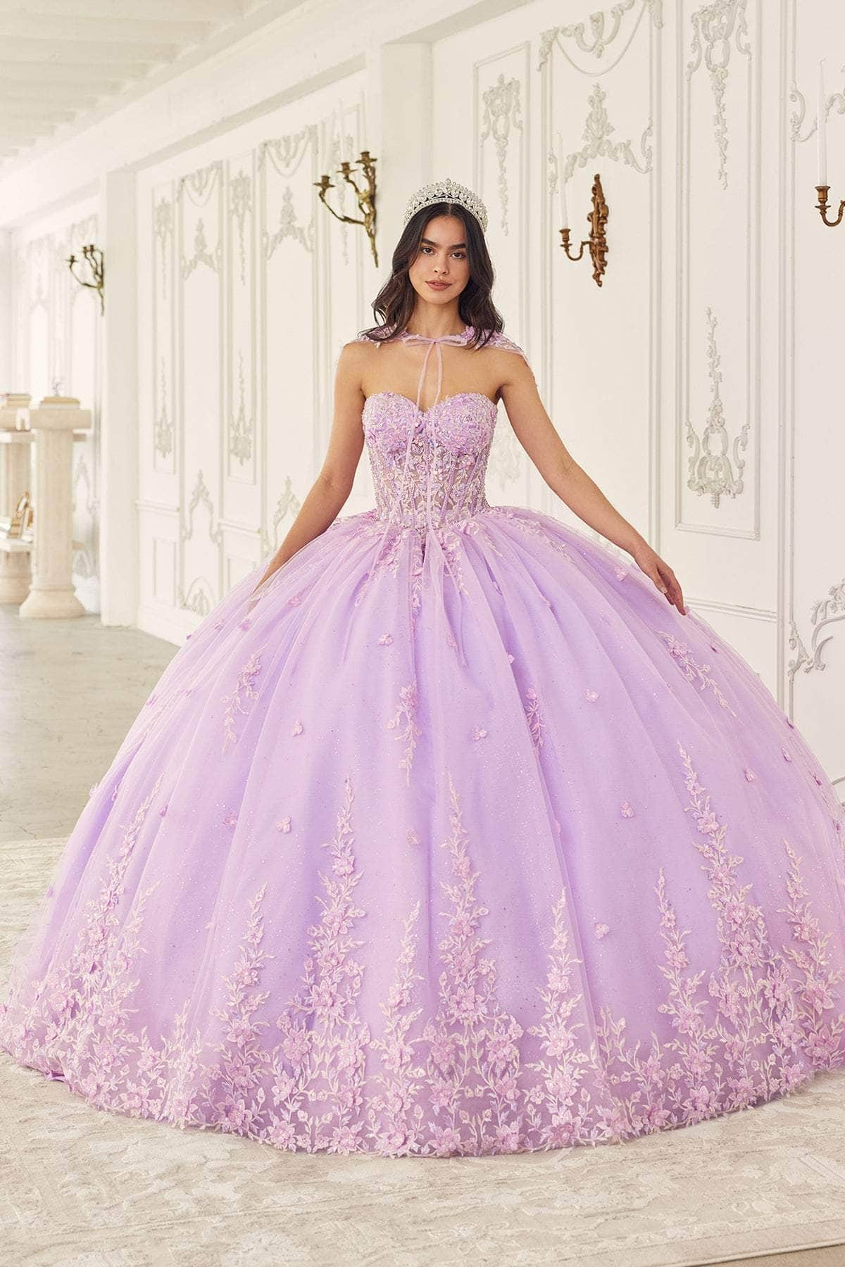 Cinderella Divine 15723 - Cape Embellished Ballgown Special Occasion Dress