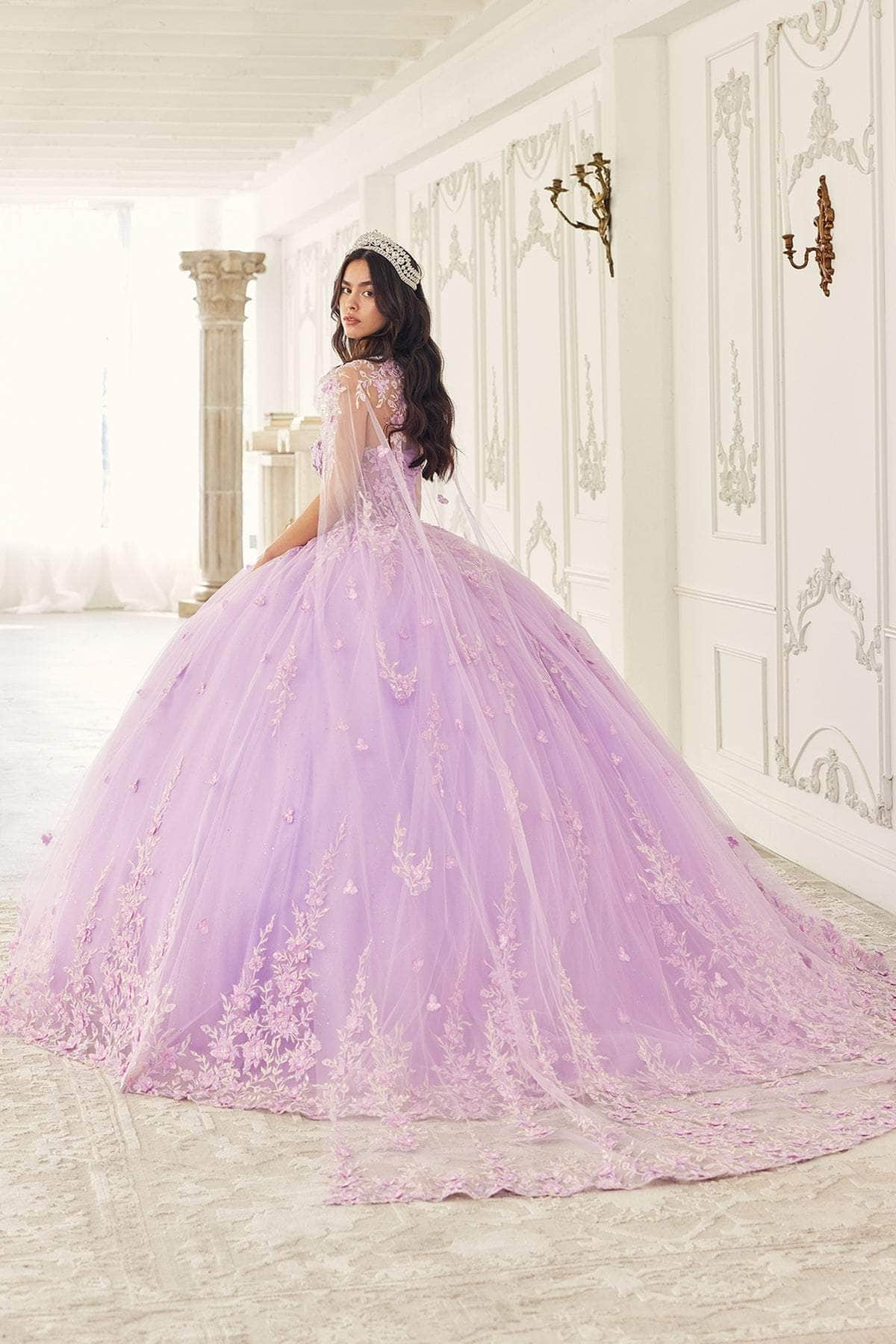 Cinderella Divine 15723 - Cape Embellished Ballgown Special Occasion Dress