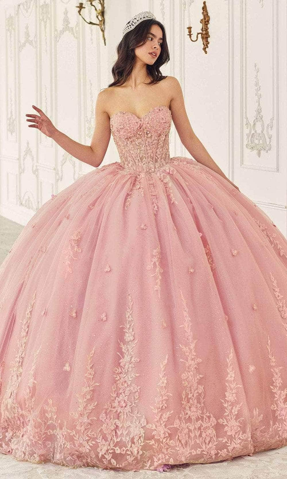 Cinderella Divine 15723 - Cape Embellished Ballgown Special Occasion Dress XXS / Blush