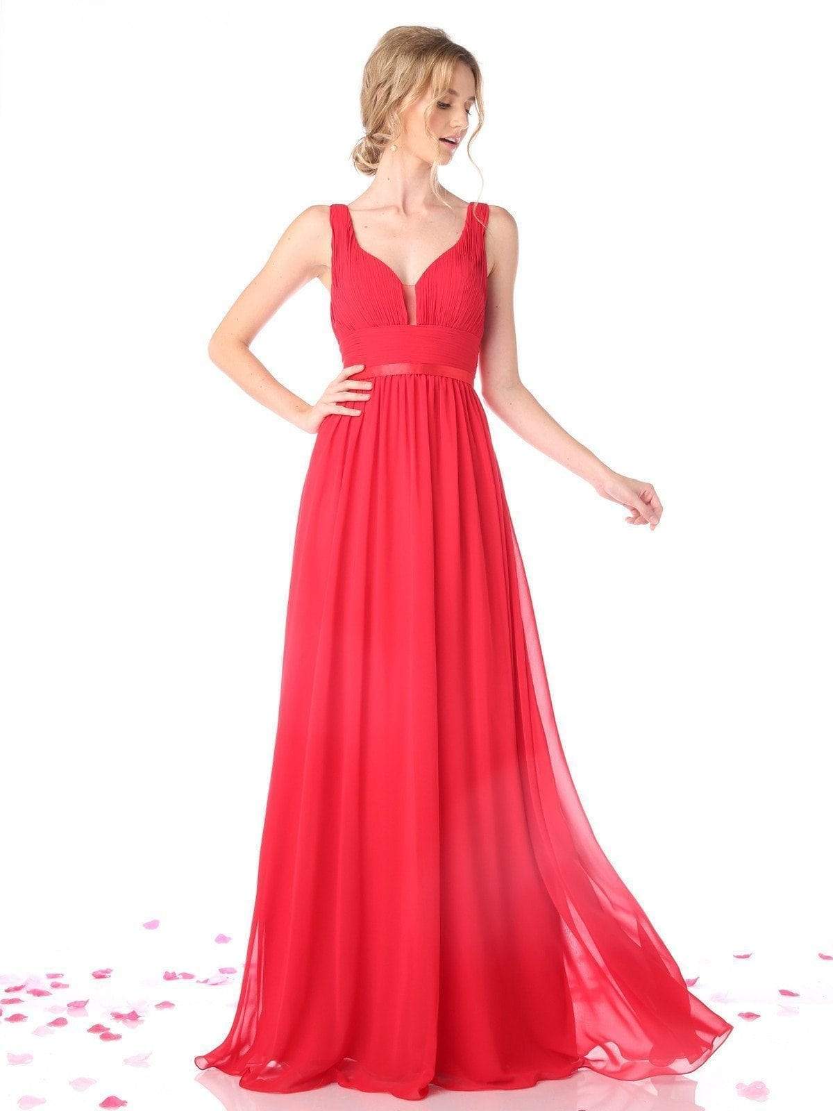 Cinderella Divine - 1972 Plunging Sweetheart Empire Chiffon Long Formal Dress Bridesmaid Dresses XS / Red
