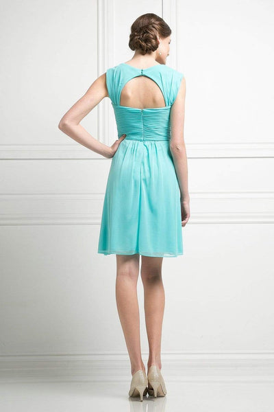 Cinderella Divine - 3832 Wide Strap Keyhole Back Ruched Cocktail Dress Special Occasion Dress
