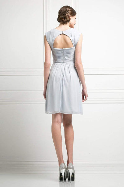 Cinderella Divine - 3832 Wide Strap Keyhole Back Ruched Cocktail Dress Cocktail Dresses