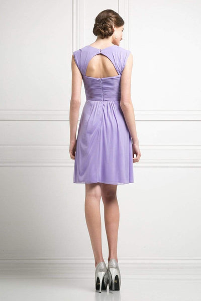 Cinderella Divine - 3832 Wide Strap Keyhole Back Ruched Cocktail Dress Cocktail Dresses