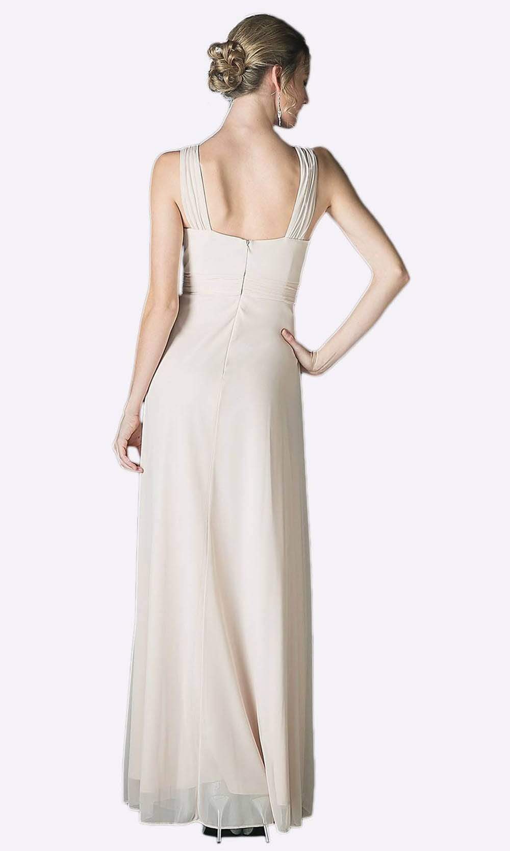 Cinderella Divine - 3984 V-Neck Ruched Bodice Chiffon A-Line Gown Bridesmaid Dresses