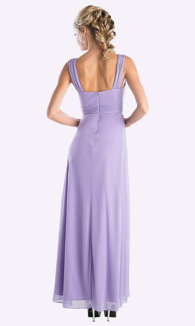 Cinderella Divine - 3984 V-Neck Ruched Bodice Chiffon A-Line Gown Bridesmaid Dresses