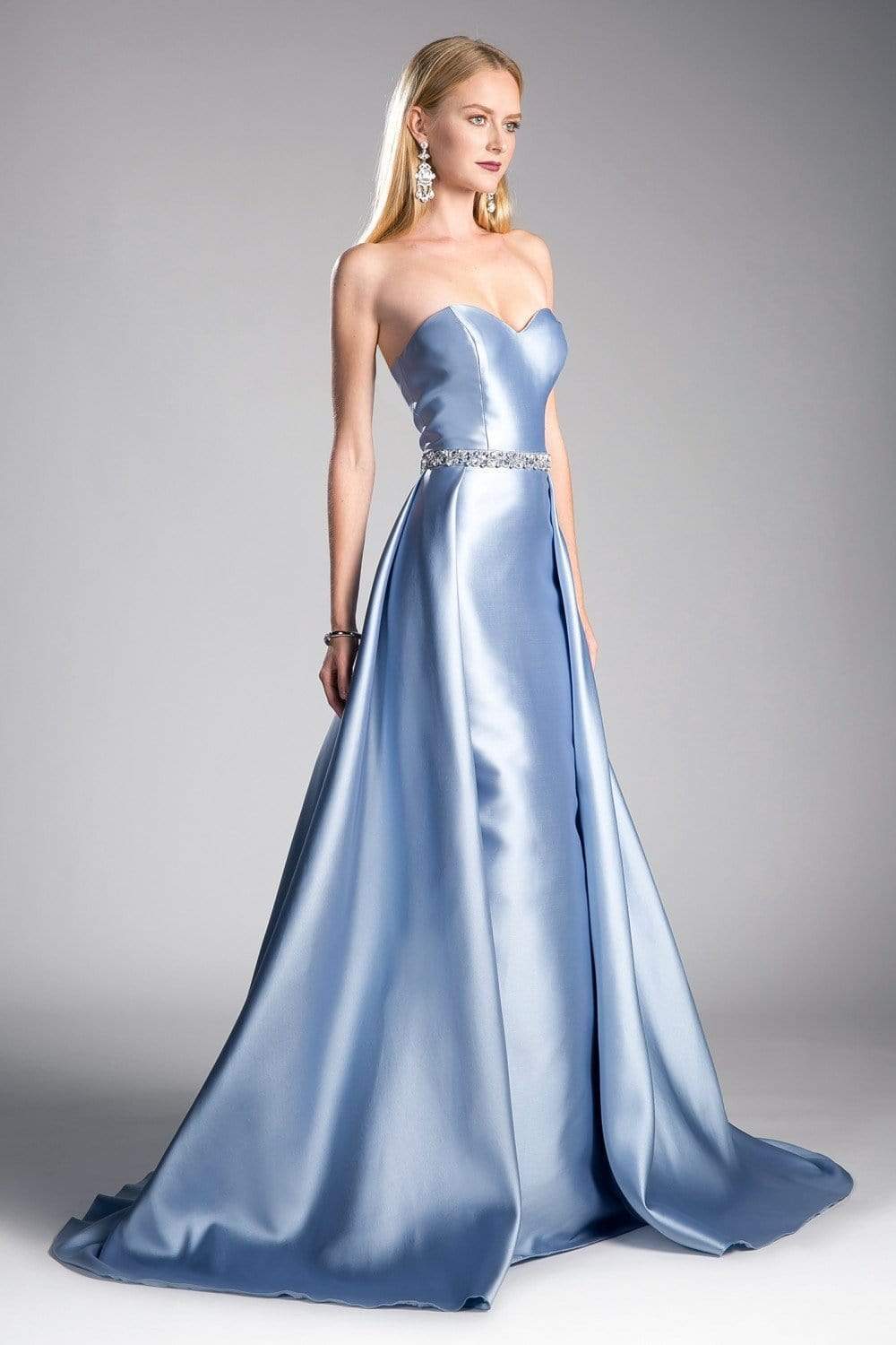 Ladivine - 455 Beaded Belt Strapless Silk Gown with Overskirt Special Occasion Dress