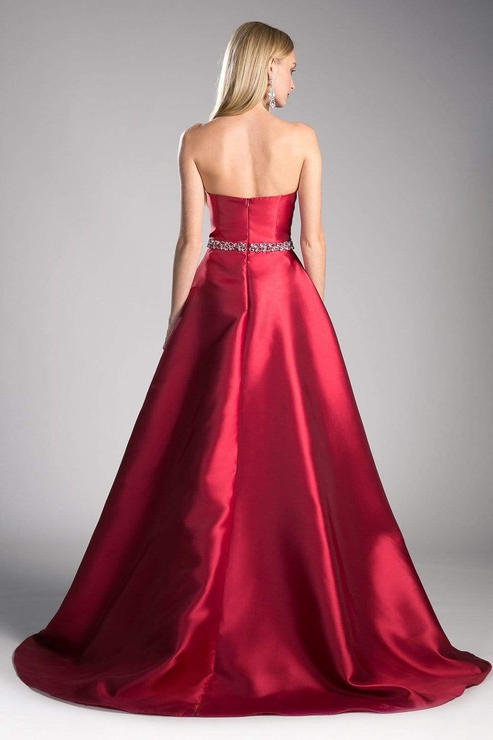 Ladivine - 455 Beaded Belt Strapless Silk Gown with Overskirt Special Occasion Dress