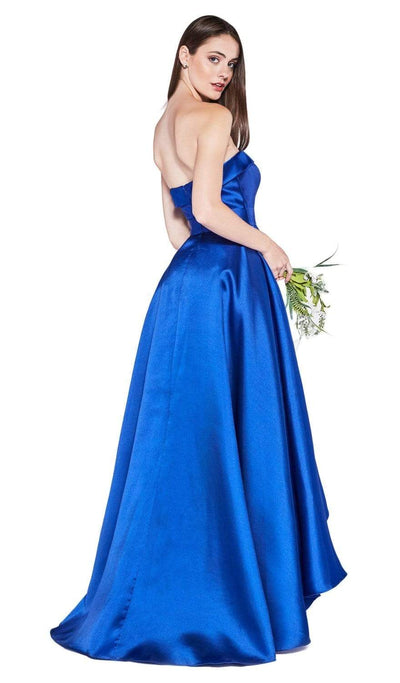 Cinderella Divine - 5277 Strapless Mikado High Low Hem Gown Prom Dresses