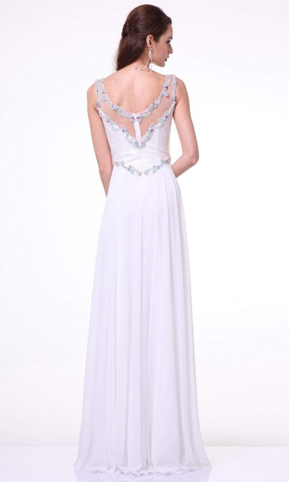 Cinderella Divine - 57 Sleeveless Beaded Illusion Scoop A-Line Dress Evening Dresses