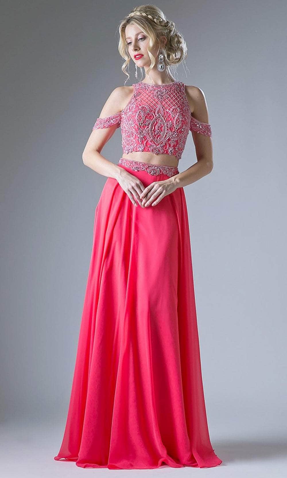 Cinderella Divine 71232 - Two-Piece Beaded Evening Dress Special Occasion Dress 4 / Watermelon