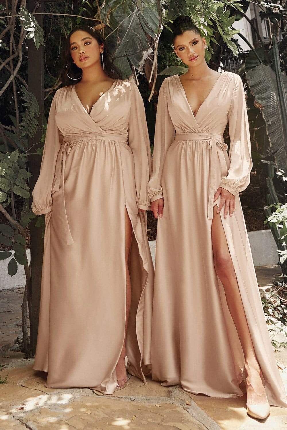 Cinderella Divine - 7475 Plunging V Neck High Slit Long dress Prom Dresses
