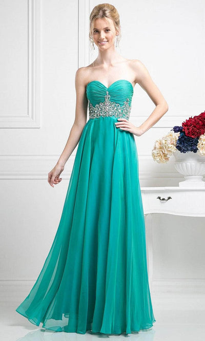 Cinderella Divine 7664 - Strapless Empire Chiffon Gown Special Occasion Dress 4 / Green
