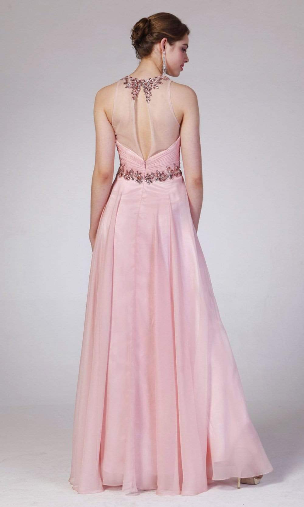 Cinderella Divine - 8773 Rhinestone Embellished A-Line Dress Evening Dresses