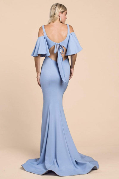 Cinderella Divine - A0079 Cold Off-Shoulder Flair Sleeves Mermaid Gown Evening Dresses