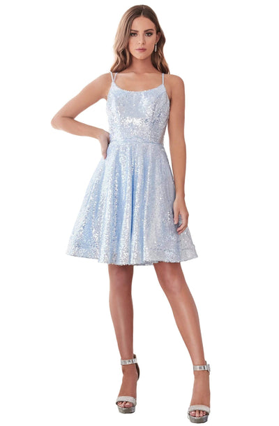 Cinderella Divine - AM398 Shimmering Sequins A-Line Cocktail Dress Homecoming Dresses 2 / Blue
