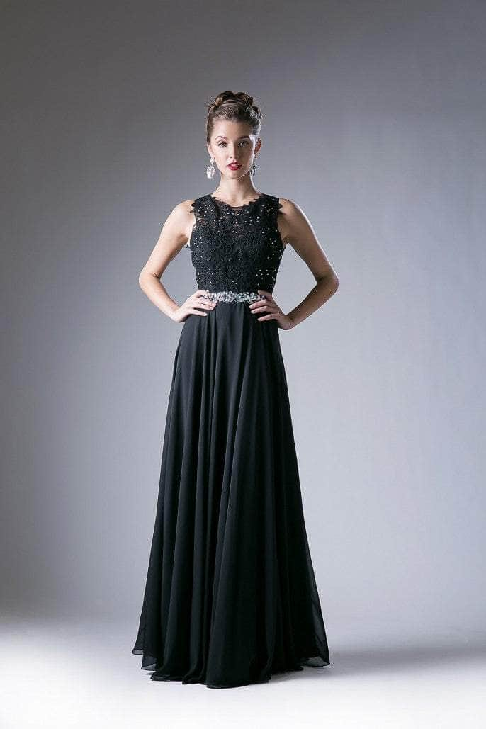 Cinderella Divine - B1601 Embellished Belt Lace A-Line Chiffon Dress Bridesmaid Dresses